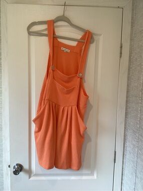 Blakeley Designs Ribbed Orange Overall Romper with Adjustable Straps L/XL BNWOT